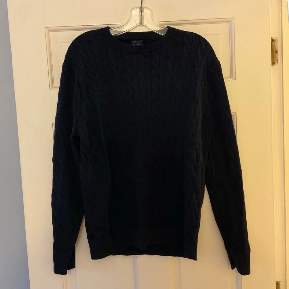 NEW J.Crew Cotton cable crewneck sweater Navy Blue Men’s Size M NWOT Preppy